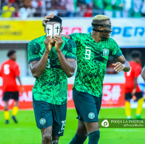 AFCON Qualifier: Osimhen and Awoniyi celebrates