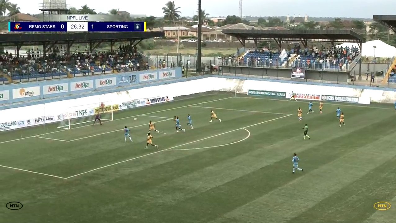 Ogunribide arriving late in the box from his wing back position.