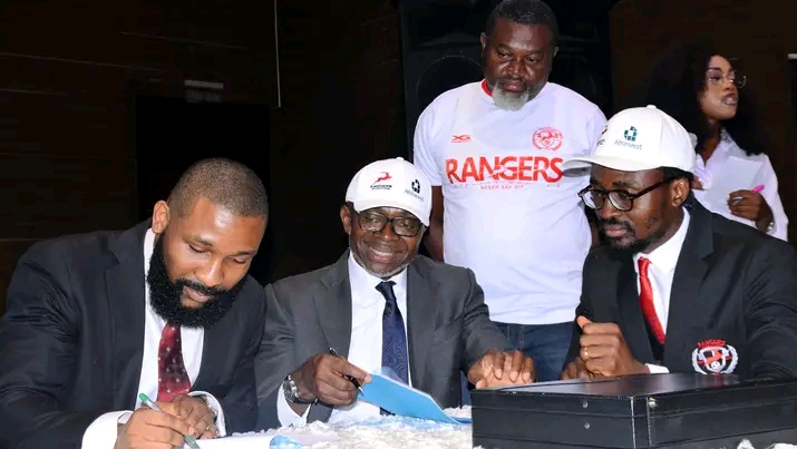 Enugu Rangers signing their front shirt sponsorship with Afriinvest