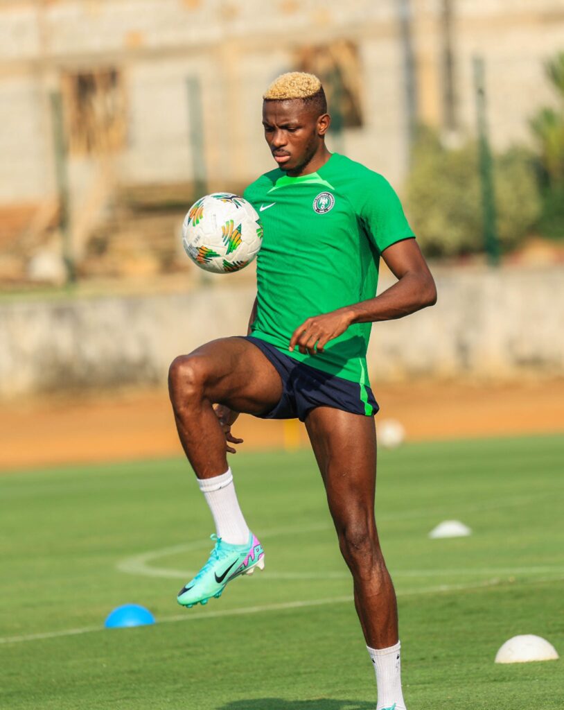 Victor Osimhen at the 2023 AFCON training