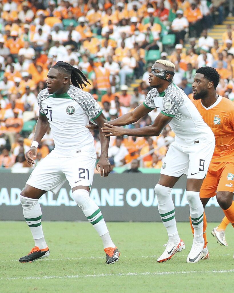 Calvin Bassey in action against Cote D'Ivoire 