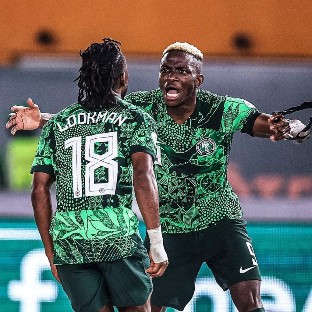 Victor Osimhen and Ademola Lookman celebrating a goal at AFCON 2023