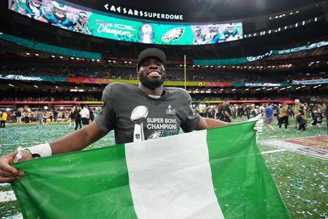 Moro Ojomo with the smiles in the tale of two Nigerians in the Super Bowl