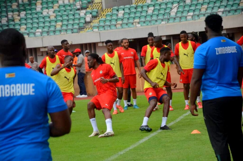 Zimbabwe in training at the Godswill Akpabio Stadium, Uyo