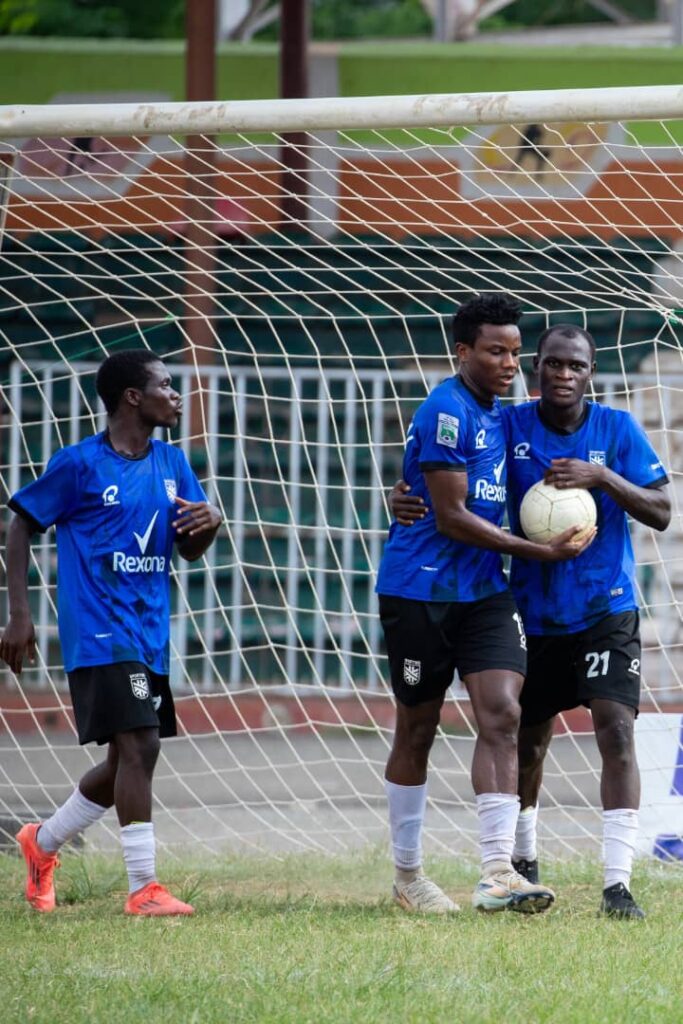 Aliyu Baba celebrates one of his goals.