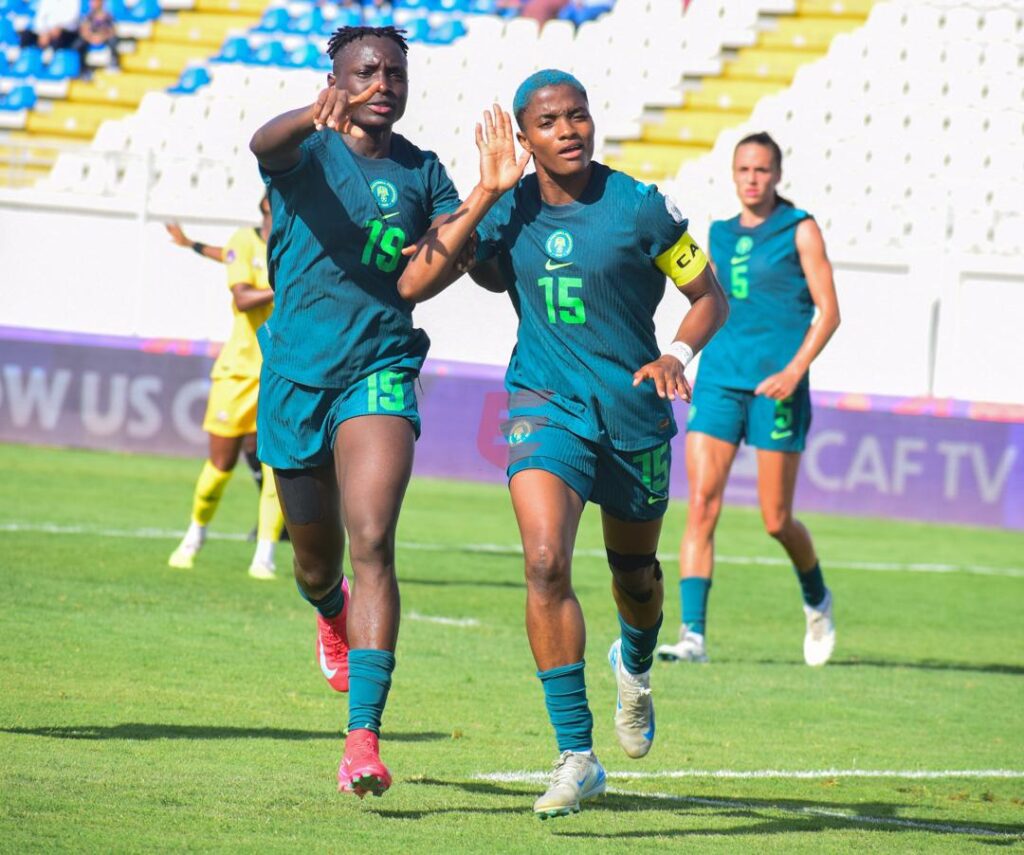 Ajibade celebrates her goal