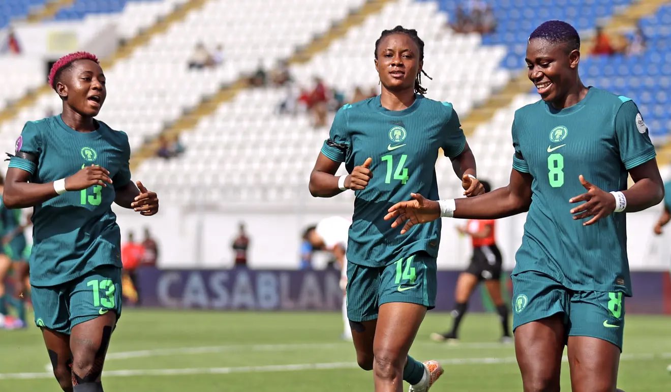 Oshoala celebrates first goal in Nigeria vs Tunisia