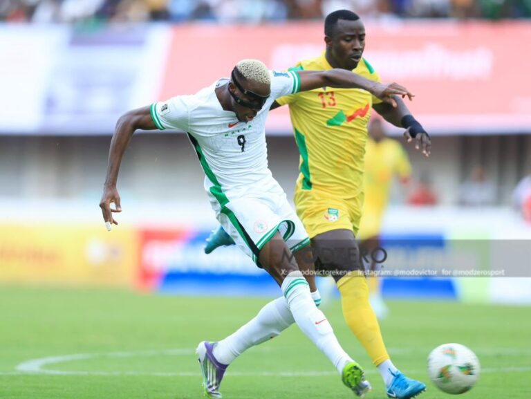 Osimhen Hat-trick Revives Nigeria, Sends Eagles Into FIFA World Cup Africa Playoff Tourney Osimhen strikes towards goal