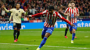 Ademola Lookman Celebrates his goal Against Barcelona