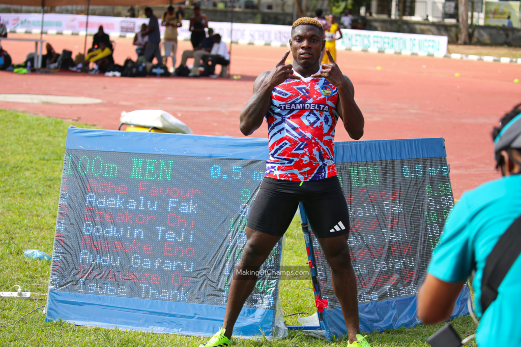 Ashe caim 100m title at the Nigerian Commonwealth trials in Lagos.