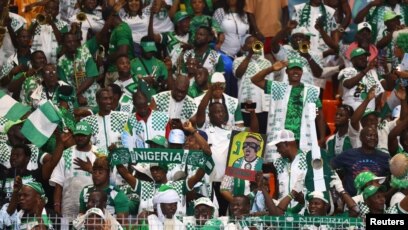 Nigerian football fans at a stadium