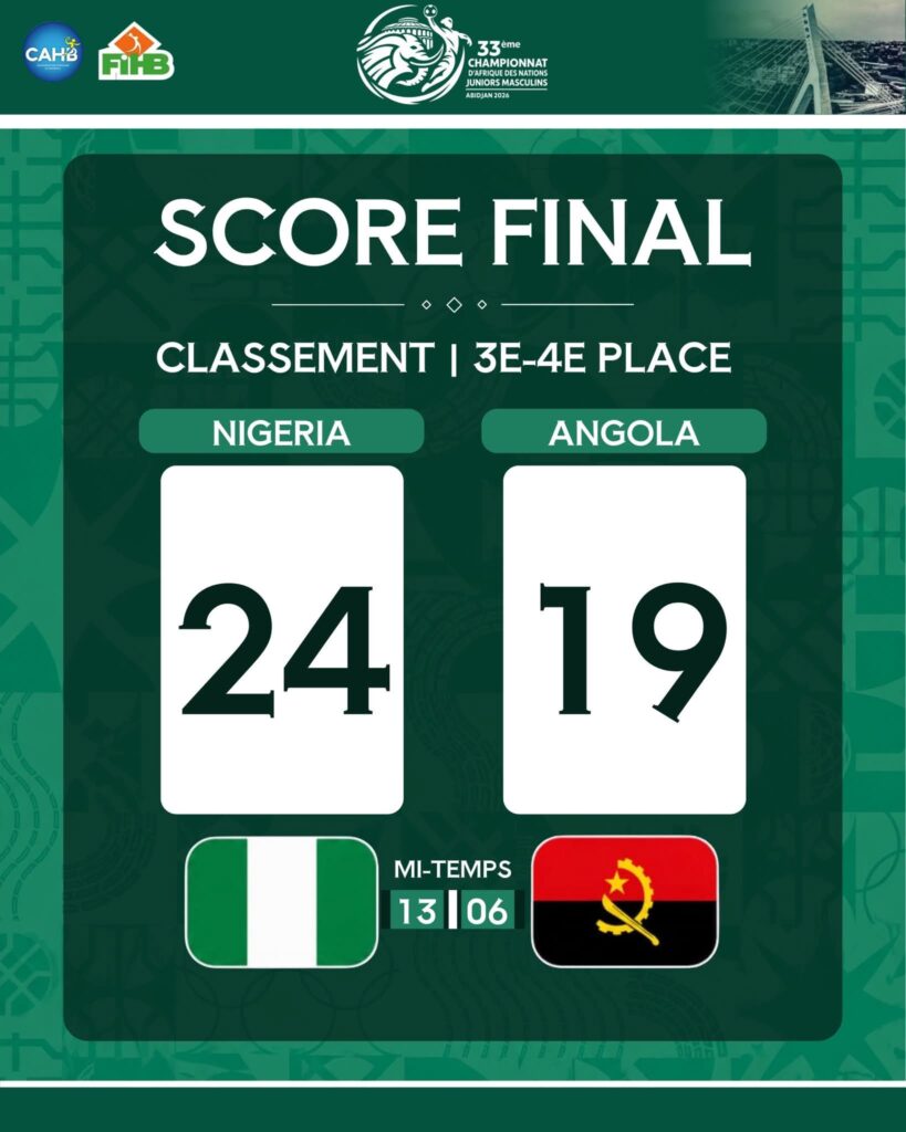 Nigeria Beats Angola to win Handball Bronze