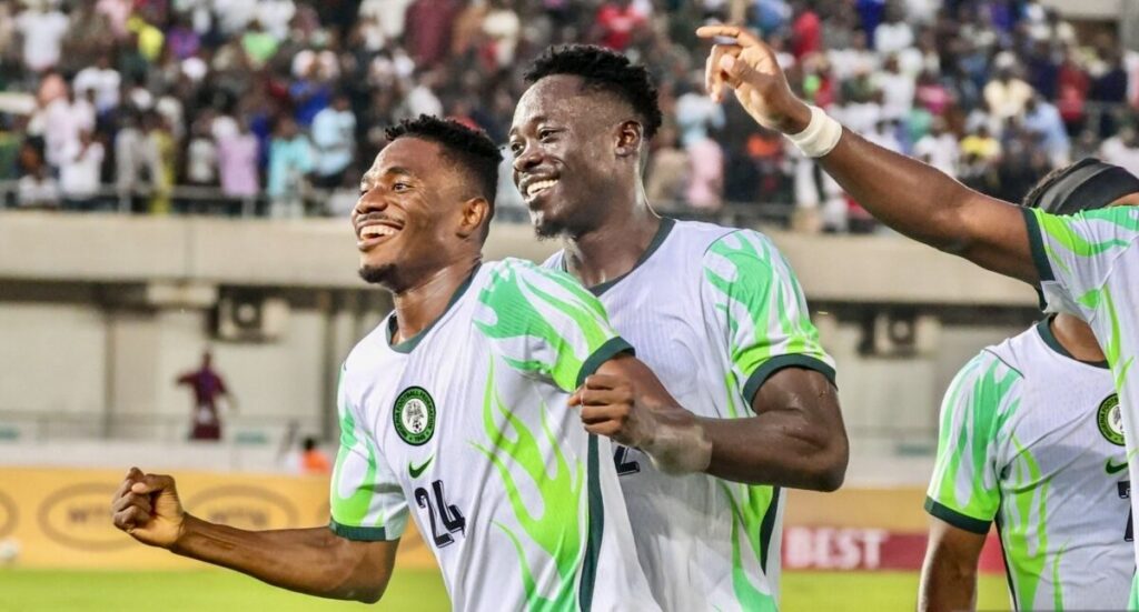 Moses Usor celebrates his debut goal